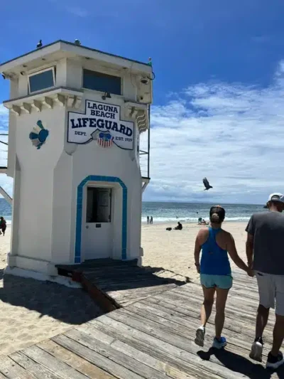 ocean, beach, boardwalk, guardhouse